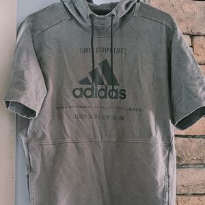 Adidas Gray Short-Sleeve Hoodie